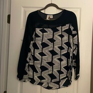 Blue pattern sheer blouse